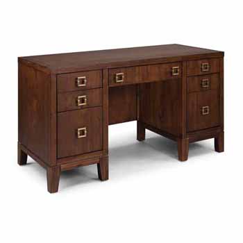 Bungalow Pedestal Desk In Medium Brown Finish 56 W X 24 D X 30 H