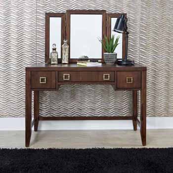 Bungalow Vanity With Mirror And Bench In Medium Brown Finish By Home Styles Kitchensource Com