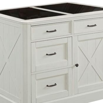 Home Styles Seaside Lodge Kitchen Island in Hand Rubbed White, 47" W x 30" D x 36" H