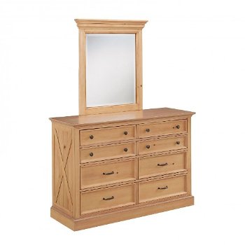 Country Lodge Dresser In Natural Honey Pine 54 Wide With Mirror