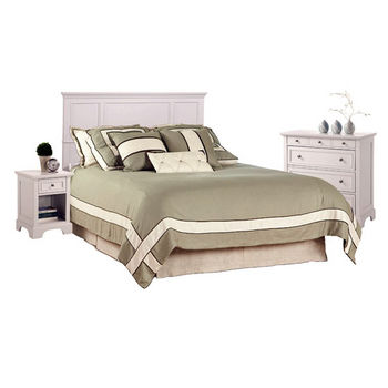 Home Styles Naples White King Headboard, Night Stand, and Chest