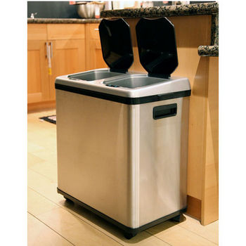 iTouchless - 16 Gal. Dual-Compartment Recycle Bin