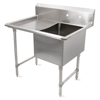 John Boos B-Series Compartment Single Bowl Sink in Multiple Sizes with Left Drainboard, 16-Gauge