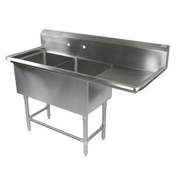John Boos Pro Bowl NSF Sink, with Right Drainboard, 14 or 16 Gauge, Two Bowls