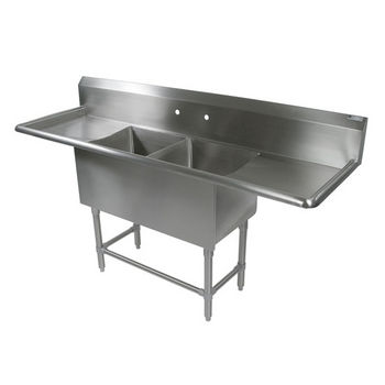 John Boos Pro Bowl NSF Sink, with Left & Right Drainboard, 14 or 16 Gauge, Two Bowls