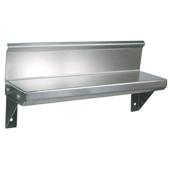John Boos BHS Series Wall Mounted Spice Shelf in Multiple Sizes Flat Top with 4" Rear Riser, 14-Gauge Stainless Steel