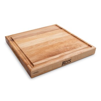 John Boos Northern Hard Rock Maple, Edge Grain Cutting Board, 15" W x 15" D x 1-3/4" Thick, Juice Groove (One Side), Reversible w/ Recessed Finger Grips, Boos Block Cream Finish w/ Beeswax