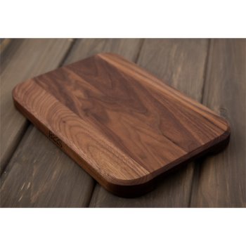 John Boos 4-Cooks Beveled Edge Cutting Board, Reversible with Finger Grip Cut-Out in American Black Walnut, 12" W x 8" D, 1" Thickness