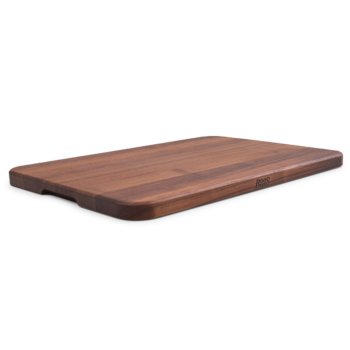 John Boos 4-Cooks Beveled Edge Cutting Board, Reversible with Finger Grip Cut-Out in American Black Walnut, 20" W x 14" D, 1" Thickness