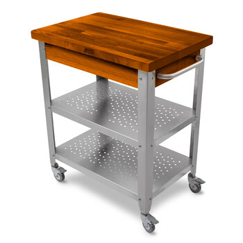 John Boos Cucina Elegante Kitchen Cart with 1-1/2" Thick American Cherry Edge Grain Top and No Drawer, Varnique Finish, 30-3/4" W x 20" D x 35"H