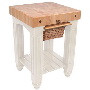 Solid Maple American Heritage Gathering Block with Pull Out Wicker Baskets by John Boos