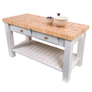 Grazzi Kitchen Island With 2 1 4 Thick End Grain Hard Rock Maple Or American Cherry Butcher Block Top And Multiple Base Finishes 60 W X 28 D By John Boos Kitchensource Com