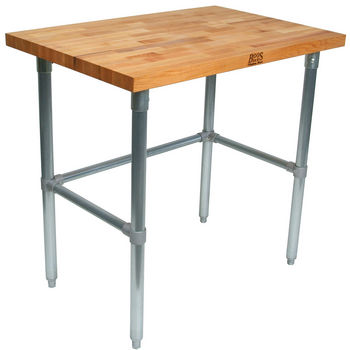 1-1/2" Thick Maple Top Kitchen Islands with Galvanized Legs by John Boos