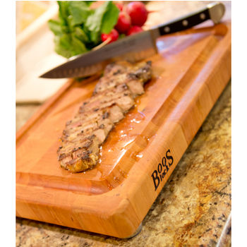 John Boos American Cherry Cutting Board with Stainless Steel Feet