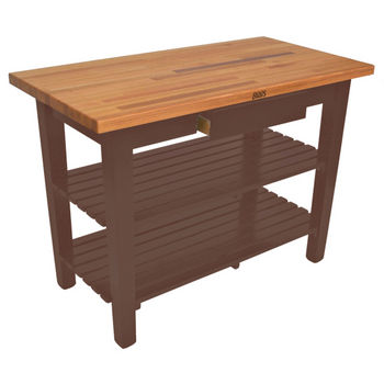 Walnut Stain Oak Table w/ 2 Shelves