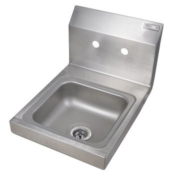 John Boos Pro Bowl Fabricated Space Saver Wall Mount Hand Sink, Stainless Steel, Splash Mount Faucet Holes with 4" On-Center Spread (Faucet Not Included), 9"W x 9"D x 5"H, 1-7/8" Drain
