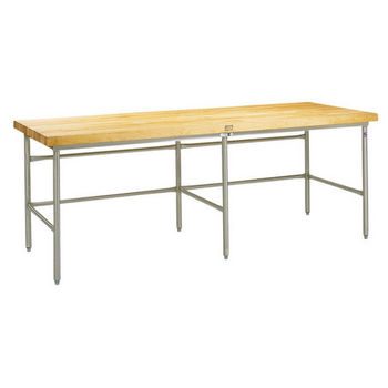 John Boos Baker's Production Table, Stainless Steel Frame, with 2-1/4" Thick Hard Rock Maple Wood Top