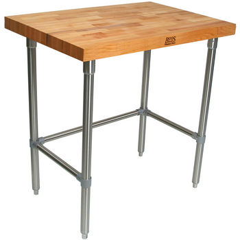 2-1/4" Thick Maple Top Kitchen Islands with Stainless Steel Base by John Boos