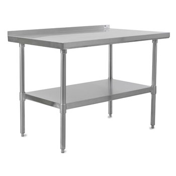 Work Table w/ Riser, Stainless Steel Legs & Shelf