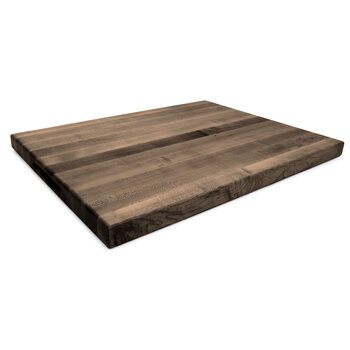 John Boos Au Jus Series 1-1/2" Thick American Black Walnut Edge Grain 24" W x 18" D Cutting Board with Sloped Groove and Hand Grips, Reverse Side Flat, Other Side