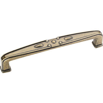 Jeffrey Alexander Milan 2 Collection 5-9/16'' W Decorated Cabinet Pull in Distressed Antique Brass