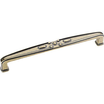 Jeffrey Alexander Milan 2 Collection 6-13/16'' W Decorated Cabinet Pull in Distressed Antique Brass