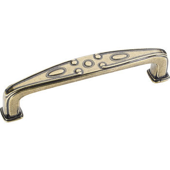 Jeffrey Alexander Milan 2 Collection 4-1/4'' W Decorated Cabinet Pull in Distressed Antique Brass
