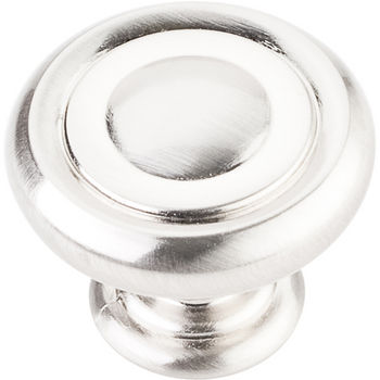 Jeffrey Alexander Bremen 1 Collection 1-1/4" Diameter Round Button Cabinet Knob in Satin Nickel
