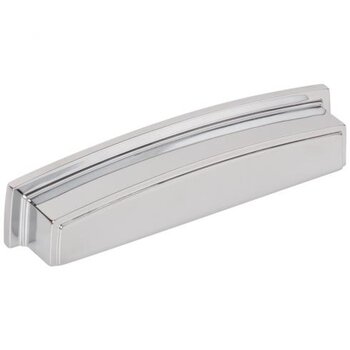 Jeffrey Alexander Renzo Collection 5-7/8" W Square Cabinet Cup Pull, Square to Center 128 mm (5"), Polished Chrome