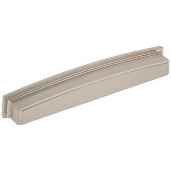 Jeffrey Alexander Renzo Collection 8-3/8" W Square Cabinet Cup Pull, Square to Center 192 mm (7-1/2"), Satin Nickel