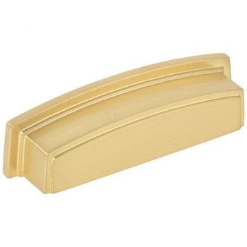 Jeffrey Alexander Renzo Collection 4-5/8" W Square Cabinet Cup Pull, Square to Center 96 mm (3-3/4"), Brushed Gold