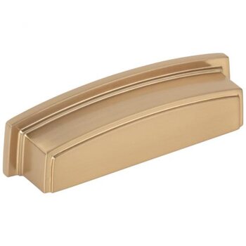 Jeffrey Alexander Renzo Collection 4-5/8" W Square Cabinet Cup Pull, Square to Center 96 mm (3-3/4"), Satin Bronze