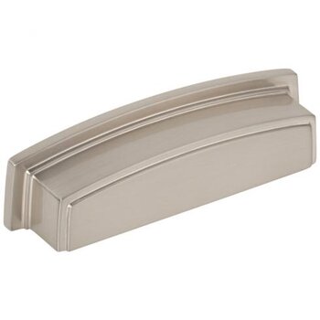 Jeffrey Alexander Renzo Collection 4-5/8" W Square Cabinet Cup Pull, Square to Center 96 mm (3-3/4"), Satin Nickel