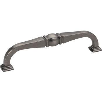 Jeffrey Alexander Katharine Collection 5-11/16" W Decorative Cabinet Pull in Brushed Pewter, 5-11/16" W x 1-7/16" D, Center to Center 128mm (5")