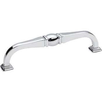Jeffrey Alexander Katharine Collection 5-11/16" W Decorative Cabinet Pull in Polished Chrome, 5-11/16" W x 1-7/16" D, Center to Center 128mm (5")