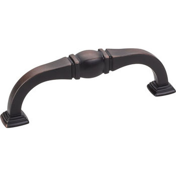 Jeffrey Alexander Katharine Collection 4-3/8" W Decorative Cabinet Pull in Brushed Oil Rubbed Bronze, 4-3/8" W x 1-7/16" D, Center to Center 96mm (3-3/4")