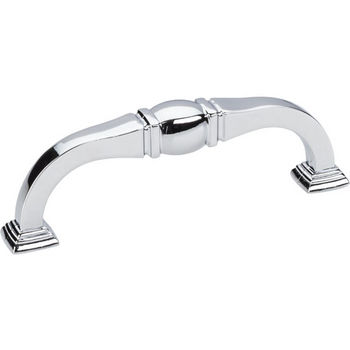 Jeffrey Alexander Katharine Collection 4-3/8" W Decorative Cabinet Pull in Polished Chrome, 4-3/8" W x 1-7/16" D, Center to Center 96mm (3-3/4")