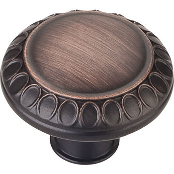 Jeffrey Alexander Symphony Collection 1-3/8" Diameter Art Deco Round Cabinet Knob in Brushed Oil Rubbed Bronze