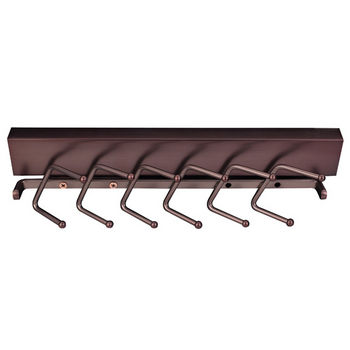Sliding Tie Rack, Brushed Oil Rubbed Bronze, 6 Sets of Pegs to Hold 12 Ties, 11-5/8" Length