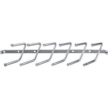 Screw Mounted Tie Rack, Polished Chrome finish, 6 Sets of Pegs to Hold 12 Ties, 11"W x 2-1/4"D x 2"H