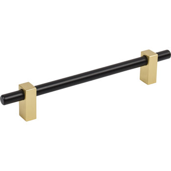 Jeffrey Alexander Larkin Collection Cabinet Bar Pull in Matte Black with Brushed Gold, 8-11/16'' W x 1-7/16'' D, Center to Center: 160mm (6-5/16'')