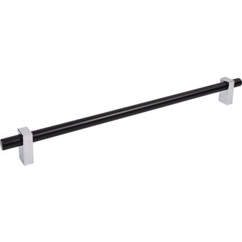 Jeffrey Alexander Larkin Collection Appliance Pull in Matte Black with Polished Chrome, 20-3/8'' W x 2-3/16'' D, Center to Center: 18'' (457.2mm)