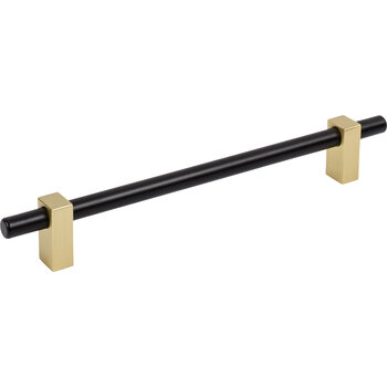 Jeffrey Alexander Larkin Collection Cabinet Bar Pull in Matte Black with Brushed Gold, 9-15/16'' W x 1-7/16'' D, Center to Center: 192mm (7-9/16'')