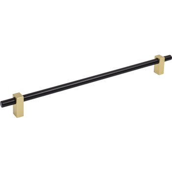 Jeffrey Alexander Larkin Collection Appliance Pull in Matte Black with Brushed Gold, 14-3/8'' W x 1-7/16'' D, Center to Center: 305mm (12'')