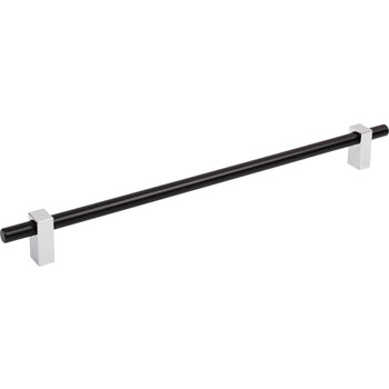 Jeffrey Alexander Larkin Collection Appliance Pull in Matte Black with Polished Chrome, 14-3/8'' W x 1-7/16'' D, Center to Center: 305mm (12'')