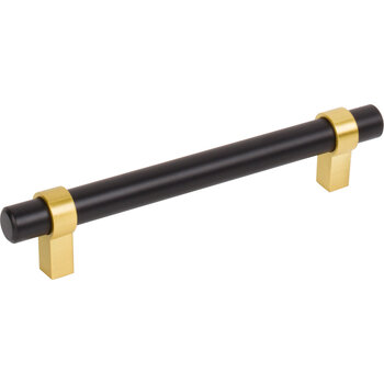 Jeffrey Alexander Key Grande Collection 6-5/8'' W Bar Cabinet Pull in Matte Black with Brushed Gold, 128mm (5'') Center-to-Center, Product Angle View
