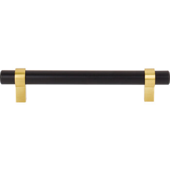 Jeffrey Alexander Key Grande Collection 6-5/8'' W Bar Cabinet Pull in Matte Black with Brushed Gold, 128mm (5'') Center-to-Center, Product View