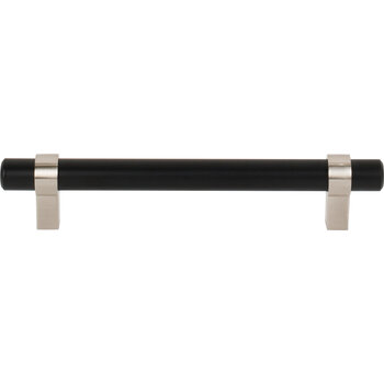 Jeffrey Alexander Key Grande Collection 6-5/8'' W Bar Cabinet Pull in Matte Black with Satin Nickel, 128mm (5'') Center-to-Center, Product View