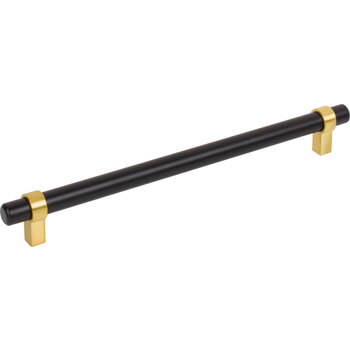 Jeffrey Alexander Key Grande Collection 10-3/8'' W Bar Cabinet Pull in Matte Black with Brushed Gold, 224mm (8-13/16'') Center-to-Center, Product Angle View