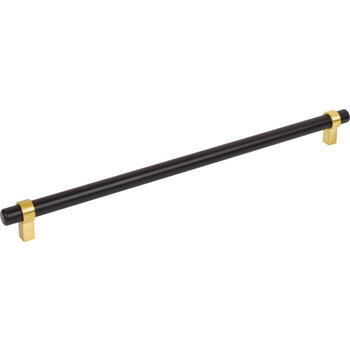 Jeffrey Alexander Key Grande Collection 14-1/8'' W Bar Cabinet Pull in Matte Black with Brushed Gold, 319mm (12-3/5'') Center-to-Center, Product Angle View